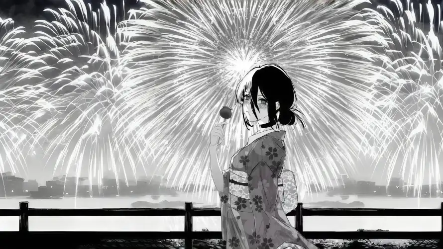 3k汉服壁纸-烟花 - 千命门-黑白古风美女「哲风壁纸」