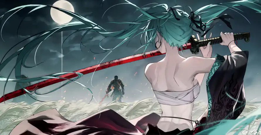 5k初音壁纸-持刀 - 桌面-免费下载「哲风壁纸」