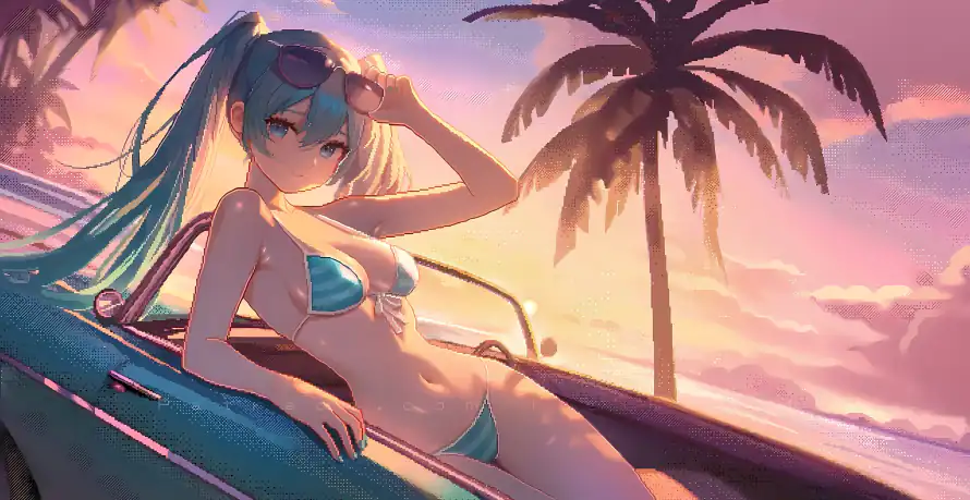 4k初音壁纸-泳衣 - 桌面-免费下载「哲风壁纸」