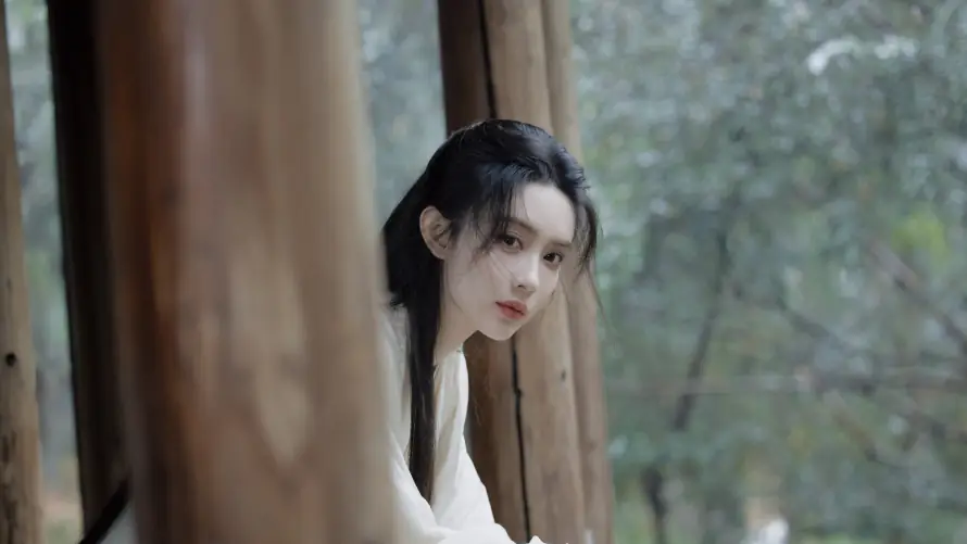 4k女明星壁纸-孟子义 - 古装白衣-唯美造型「哲风壁纸」