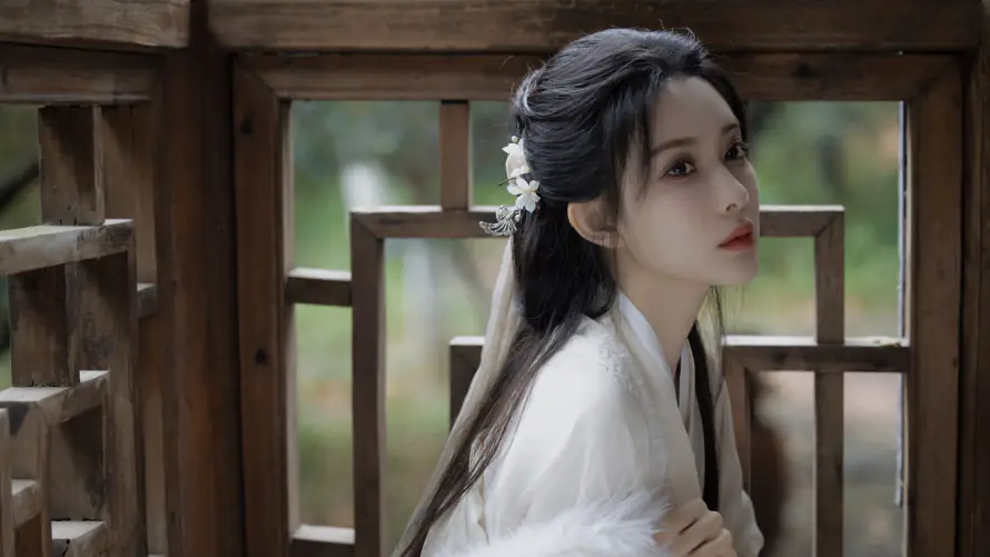 4k古风壁纸 - 白衣 - 女明星 - 孟子义「哲风壁纸」