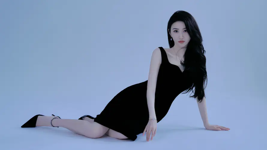 5k景甜壁纸-女明星 - 性感优雅-黑色吊带裙「哲风壁纸」