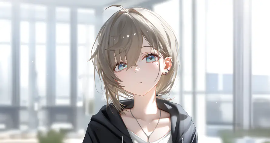 4k单人壁纸-少女 - 可爱风格-短发少女「哲风壁纸」