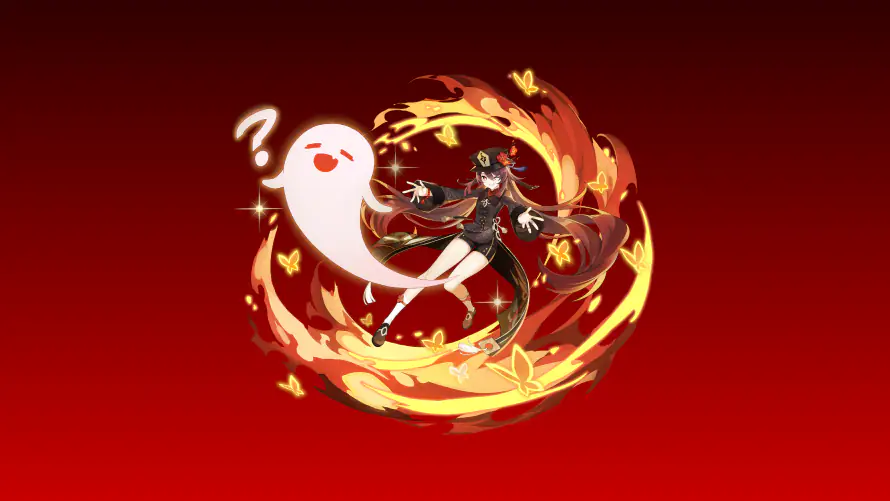 4k原神壁纸-胡桃 - 火焰幽灵-精美壁纸「哲风壁纸」
