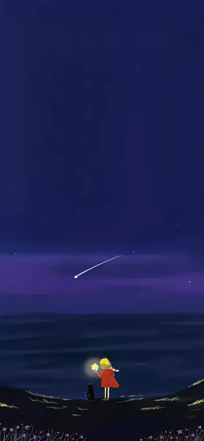 4k唯美壁纸 - 流星 - 二次元 - 小女孩「哲风壁纸」