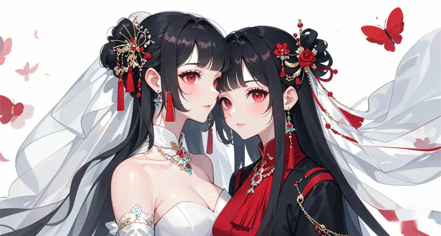 2k双人壁纸-唯美 - 姐妹-古风美女「哲风壁纸」