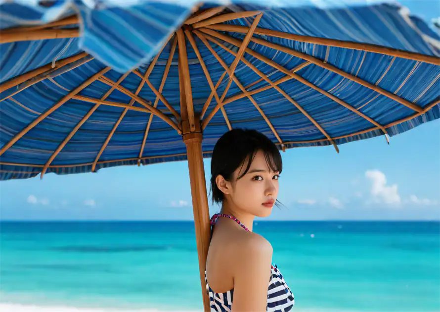 2k海边壁纸-美女 - 今田爱樱-蓝色大海「哲风壁纸」