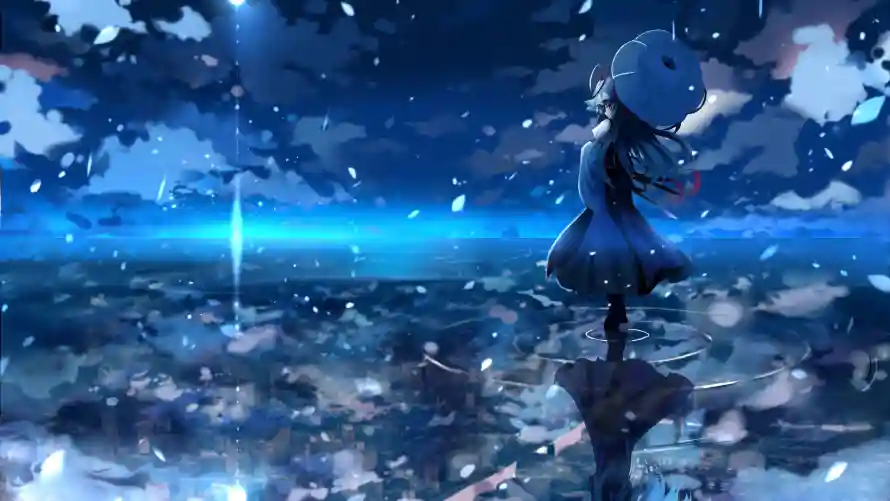 2k动漫壁纸-天空 - 星空-动漫少女「哲风壁纸」