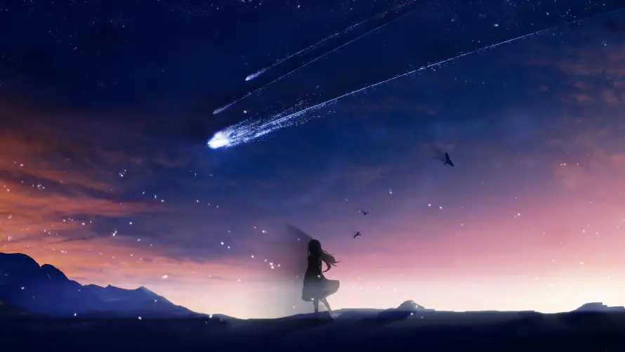 3k动漫壁纸-夜空 - 星空-动漫人物「哲风壁纸」