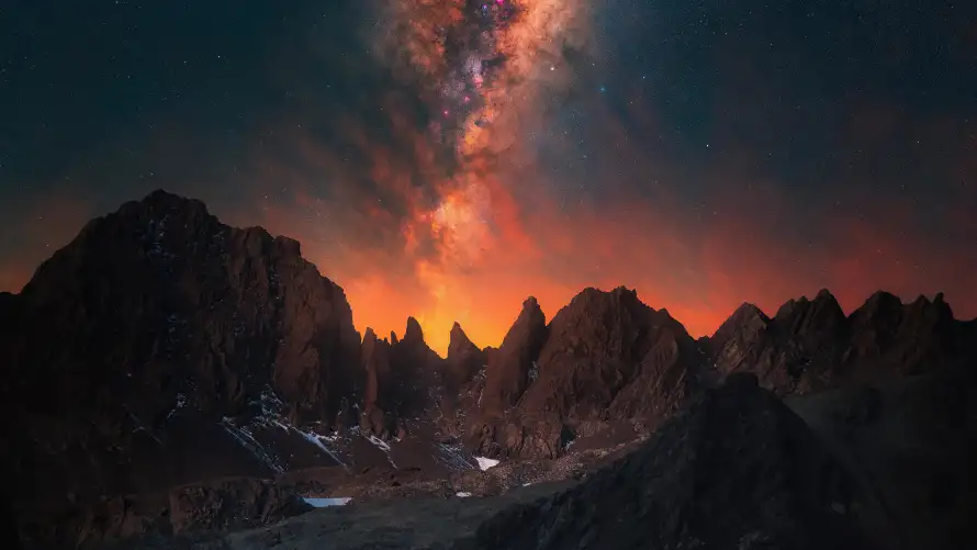5k自然壁纸-风景 - 山脉星空-绚丽夜空「哲风壁纸」