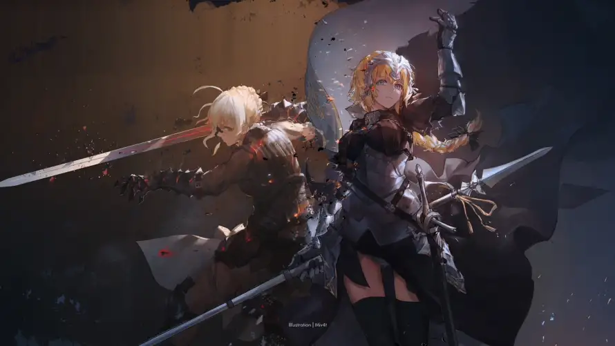 4k动漫壁纸-持剑 - 双女主-Fate「哲风壁纸」