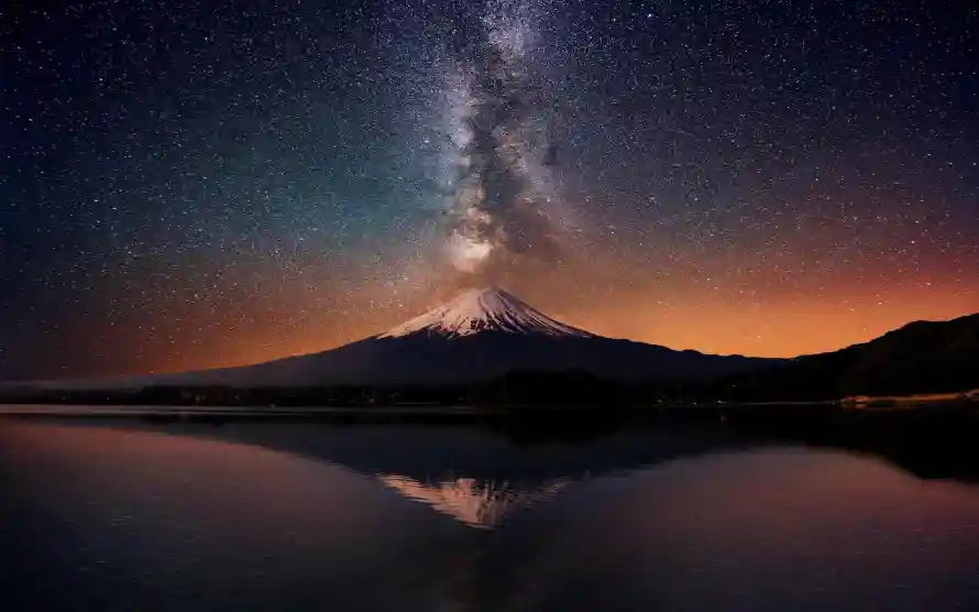 2k夜空壁纸-山水 - 星空-富士山「哲风壁纸」