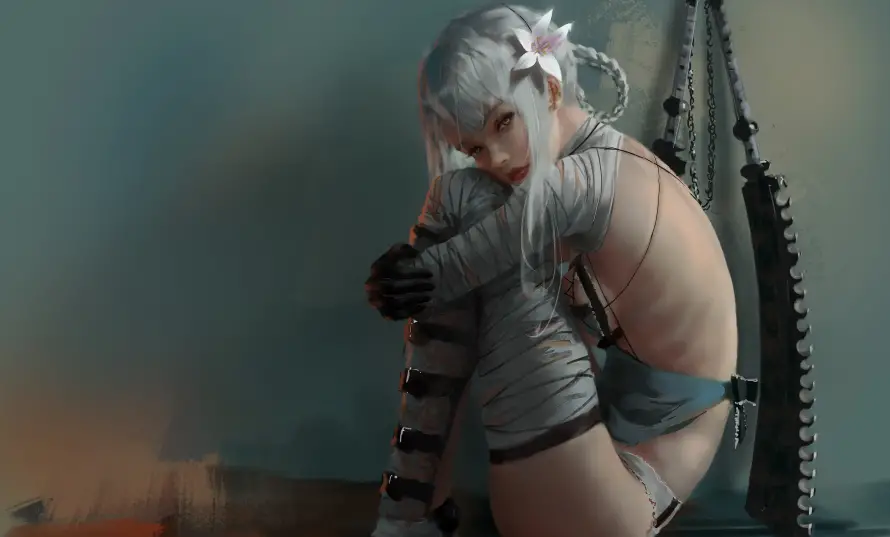 4k原画壁纸-WIOP - 性感角色-银发少女「哲风壁纸」