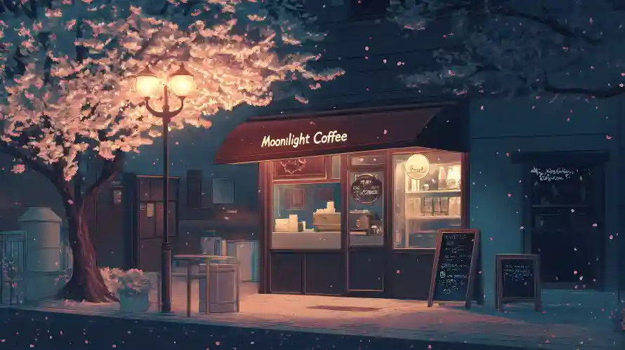 3k咖啡壁纸-夜景 - 梦幻-樱花「哲风壁纸」