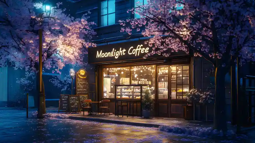 3k咖啡壁纸-夜景 - 樱花-浪漫「哲风壁纸」