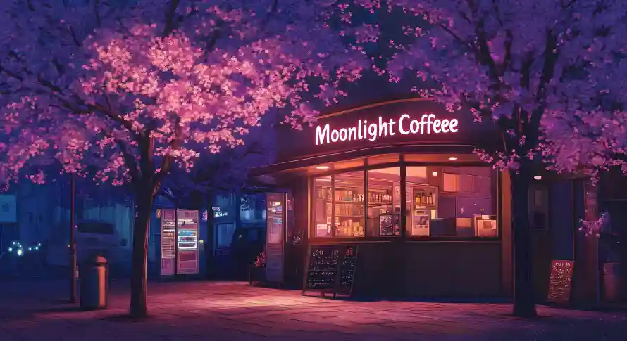 3k咖啡壁纸-夜景 - 樱花-氛围「哲风壁纸」