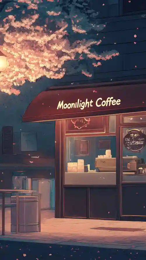 4k咖啡壁纸 - 夜景 - 店铺 - 樱花「哲风壁纸」