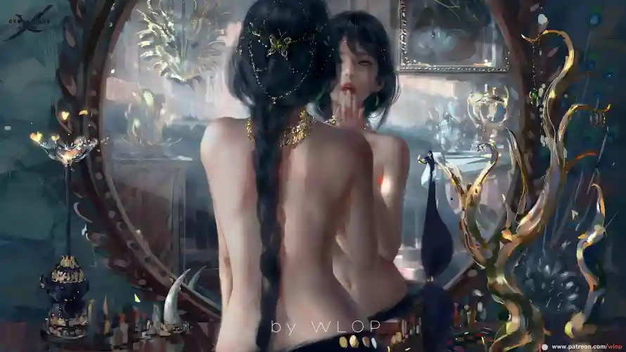 8k背影壁纸-鬼刃 - 油画风-WLOP「哲风壁纸」