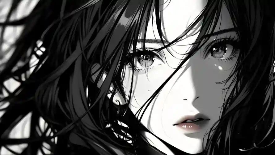 3k插画壁纸-美女 - 黑白风-电子手绘「哲风壁纸」