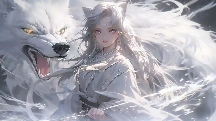 2k奇幻壁纸-少女 - 插画-雪狼「哲风壁纸」