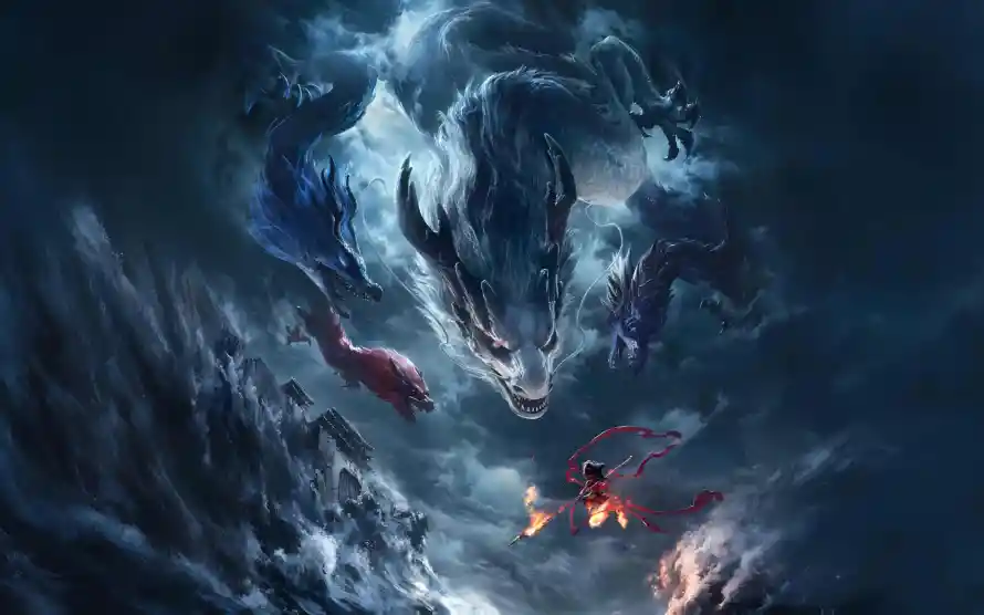 3k哪吒壁纸-龙 - 哪吒闹海-战斗场景「哲风壁纸」