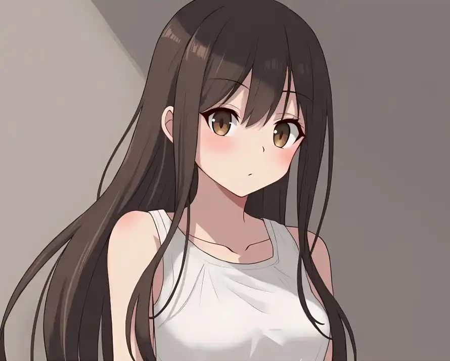 3k萌妹壁纸-长发 - 白吊带-动漫少女「哲风壁纸」