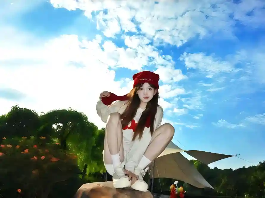 4k户外壁纸-时尚 - 红帽-美女「哲风壁纸」