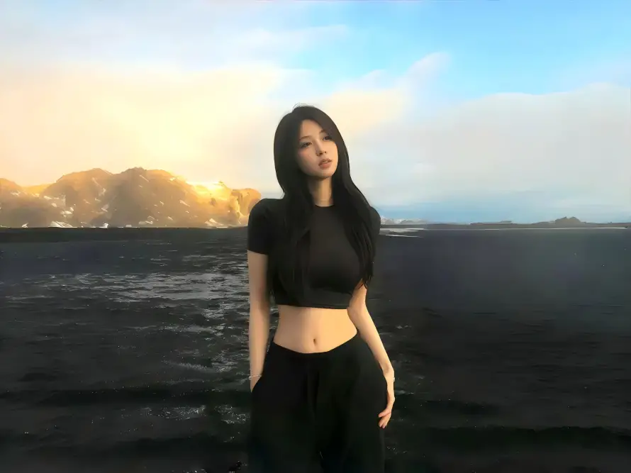 4k人物壁纸-时尚 - 海边-美女「哲风壁纸」