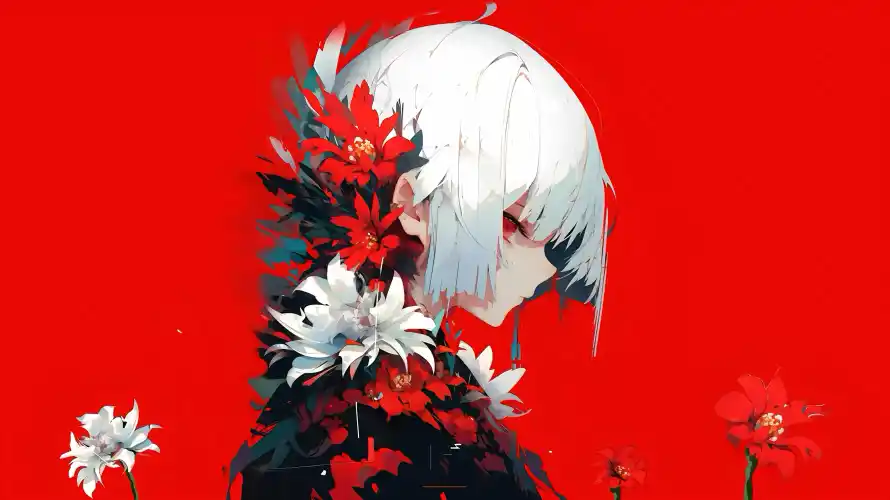 4k人物壁纸-插画 - 花卉-惊鸿-玫「哲风壁纸」