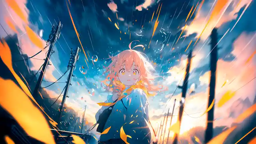 4k插画壁纸-冲击视感 - 动漫角色-天空背景「哲风壁纸」