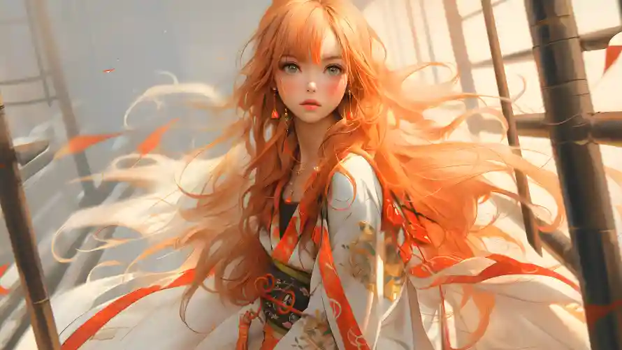 4k古风壁纸-游戏 - AI美女-红发少女「哲风壁纸」