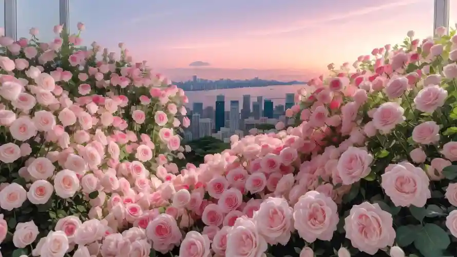 5k玫瑰花壁纸-城市风景 - 浪漫场景-粉色玫瑰「哲风壁纸」
