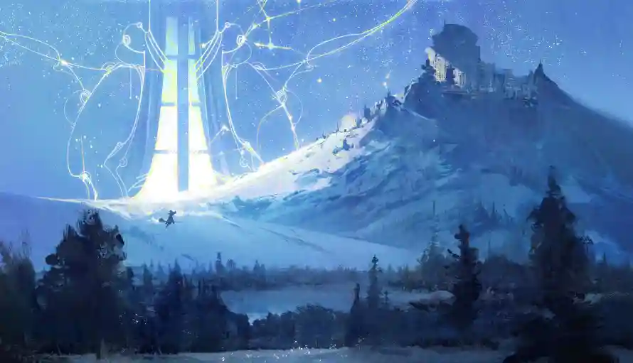 2k光束壁纸-森林 - 雪山-伊雷娜「哲风壁纸」