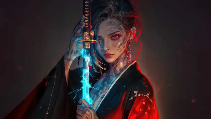5k人物壁纸-和风 - 太刀-炫酷「哲风壁纸」