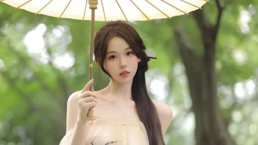 5k佳人壁纸-古风 - 撑伞-美女「哲风壁纸」