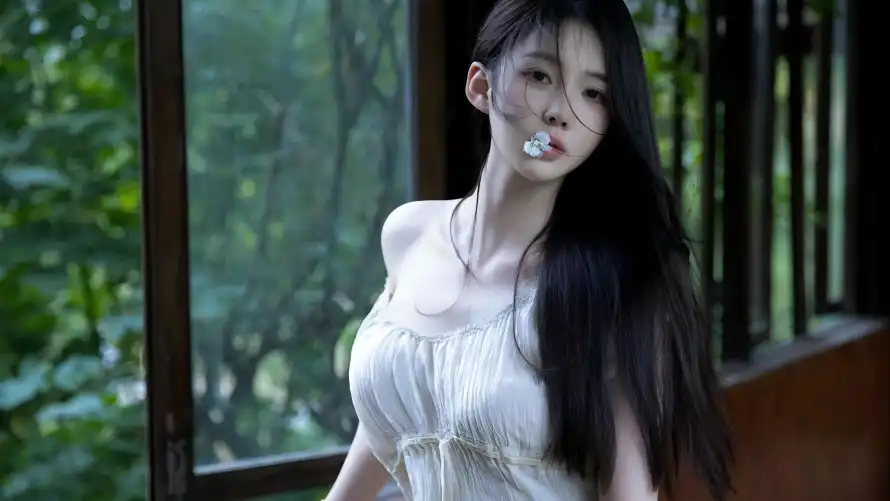 5k森系壁纸-美女 - 小清新-白色服饰「哲风壁纸」