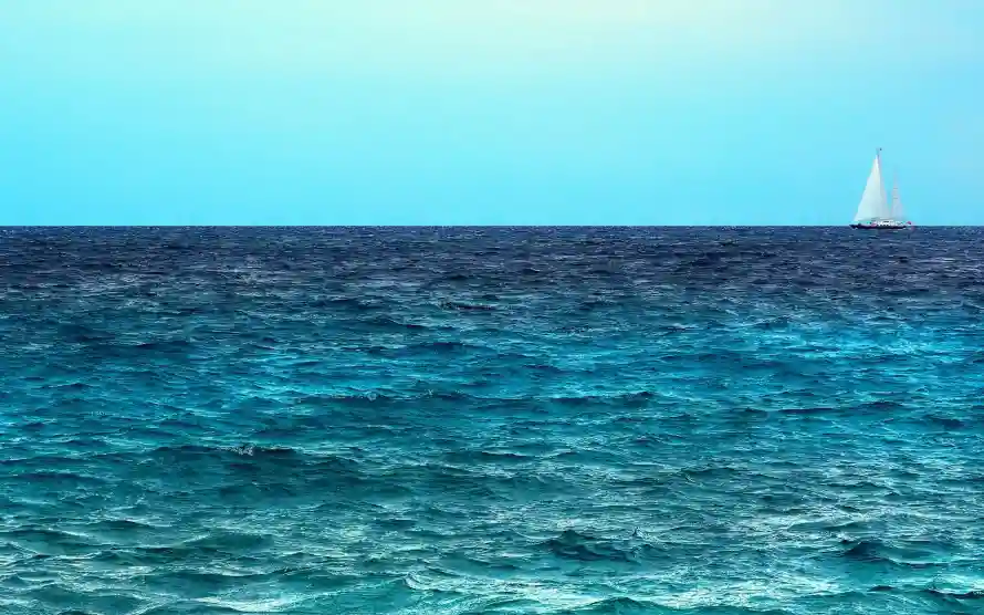 3k大海壁纸-海景 - 极简主义-海上帆船「哲风壁纸」