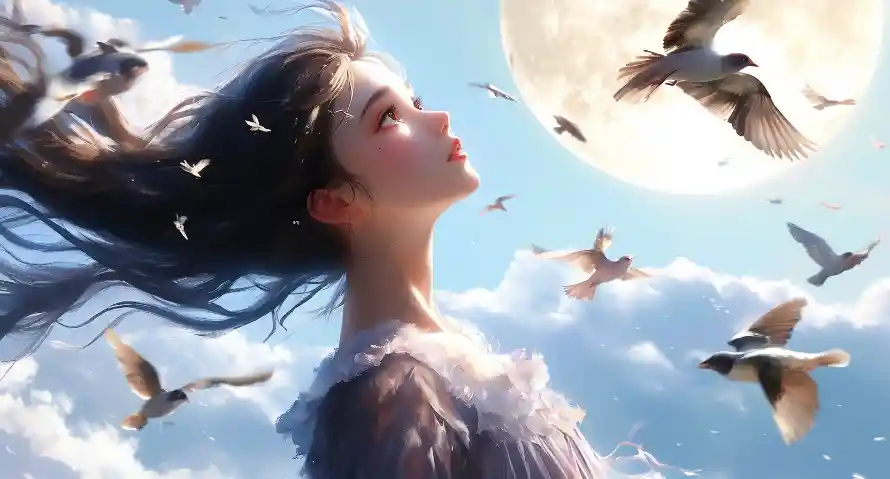 2k可爱壁纸-天空 - 女孩-清纯「哲风壁纸」