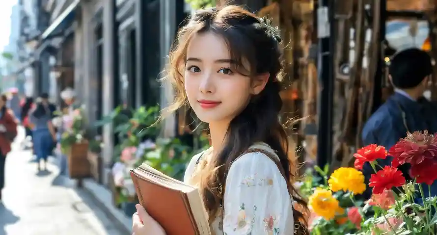 2k可人壁纸-清纯 - 美女-花店「哲风壁纸」