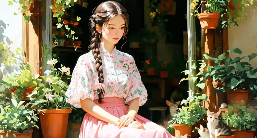 2k淑女壁纸-清纯 - 端庄-绿植「哲风壁纸」