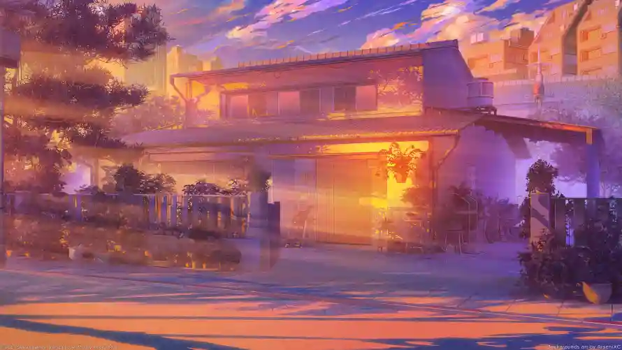 4k动漫场景壁纸-动漫壁纸 - 夕阳景色-建筑画面「哲风壁纸」