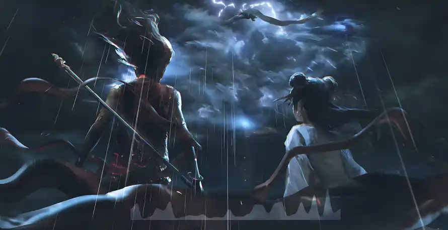 4k哪吒壁纸-场景 - 雨中-上美藕「哲风壁纸」
