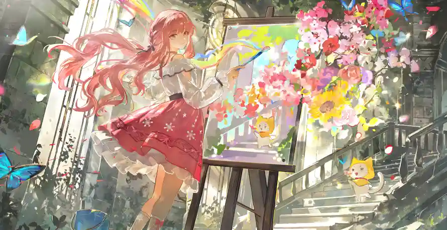4k暖暖壁纸-蝴蝶 - 奇迹暖暖-绘画场景「哲风壁纸」