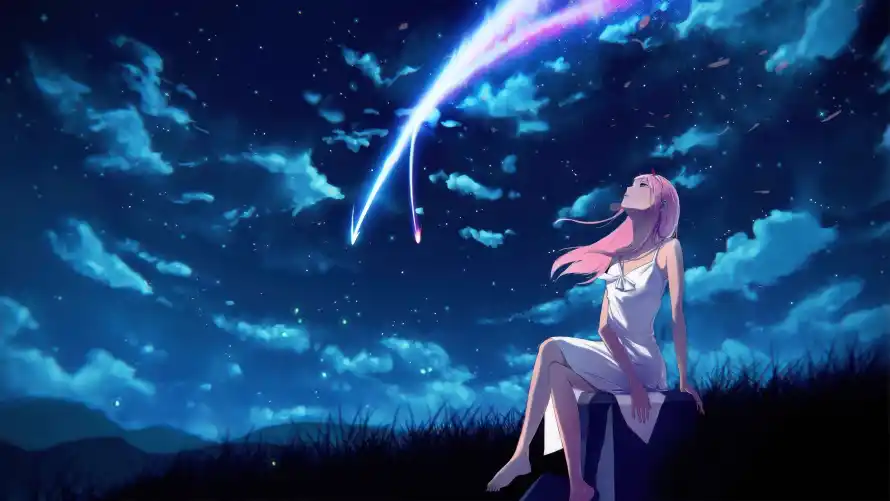 4k动漫壁纸-少女 - 星空-二次元「哲风壁纸」