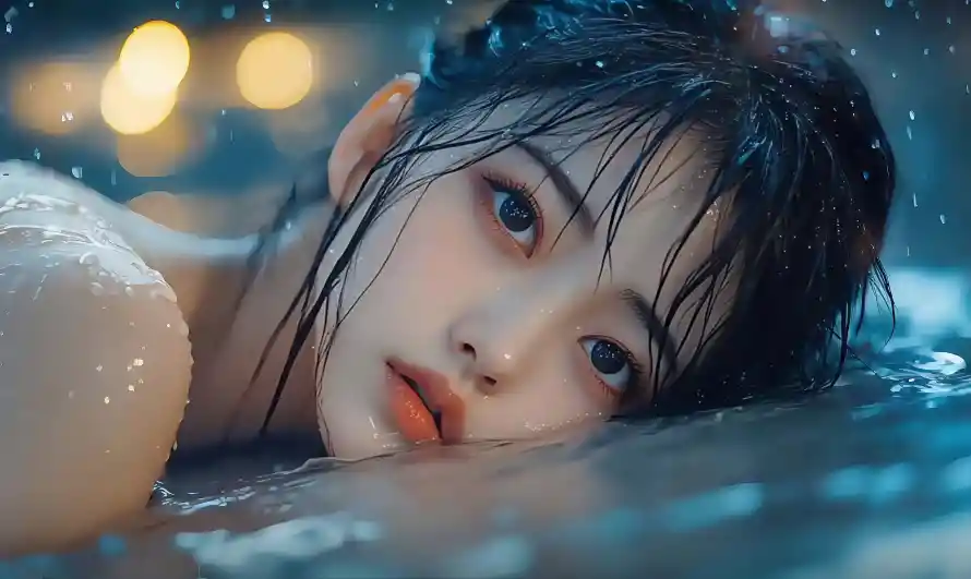 5k人像壁纸-水 - 湿发-美女「哲风壁纸」