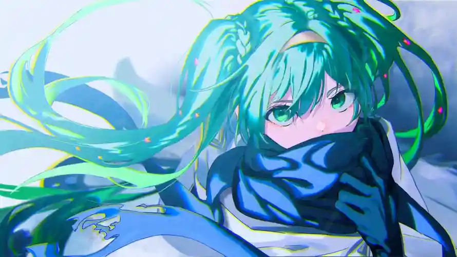 3k二次元壁纸-樱之雨 - 蓝围巾-初音未来「哲风壁纸」