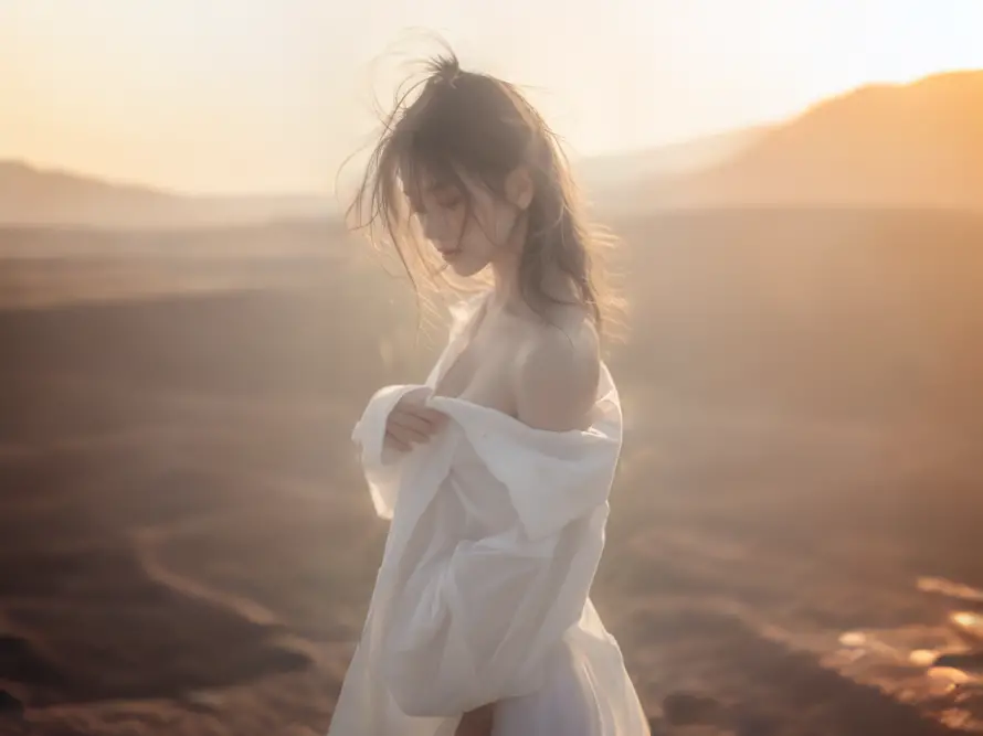 2k优雅壁纸-夕阳 - 少女-身姿「哲风壁纸」