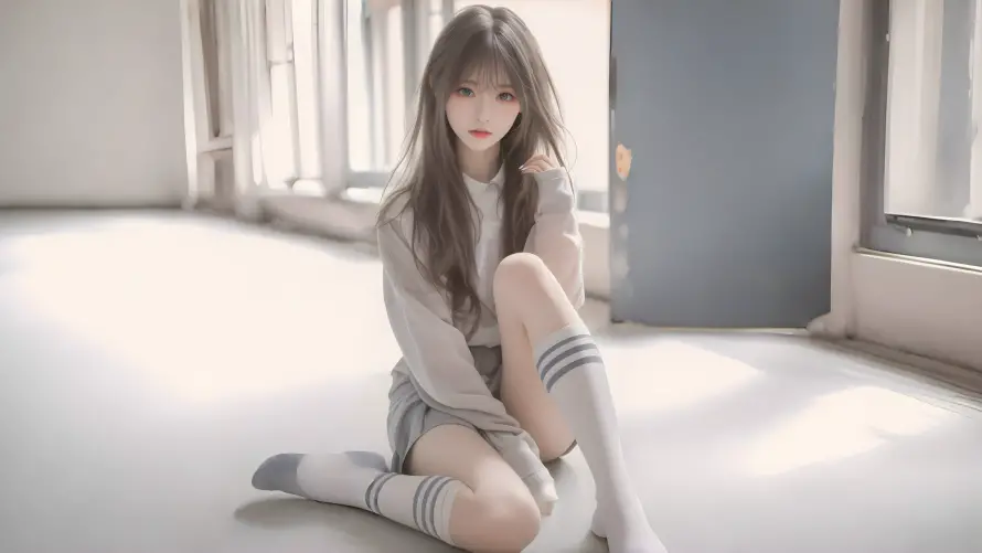 4k女孩壁纸-少女 - 坐姿女孩-室内女孩「哲风壁纸」