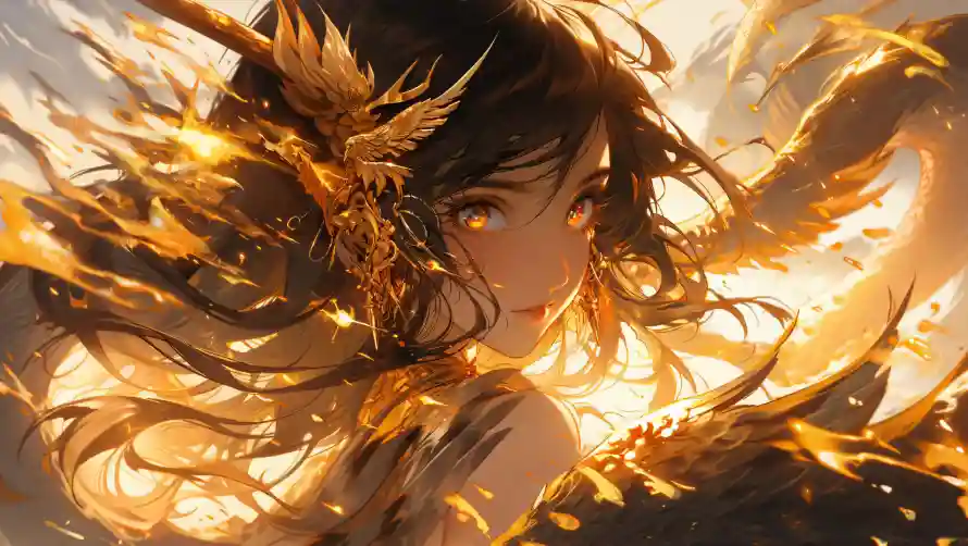 4k少女壁纸-风格 - 炫焰黄-动漫人物「哲风壁纸」