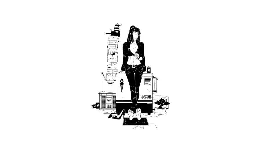 4k个性壁纸-动漫 - 美女-黑白风「哲风壁纸」